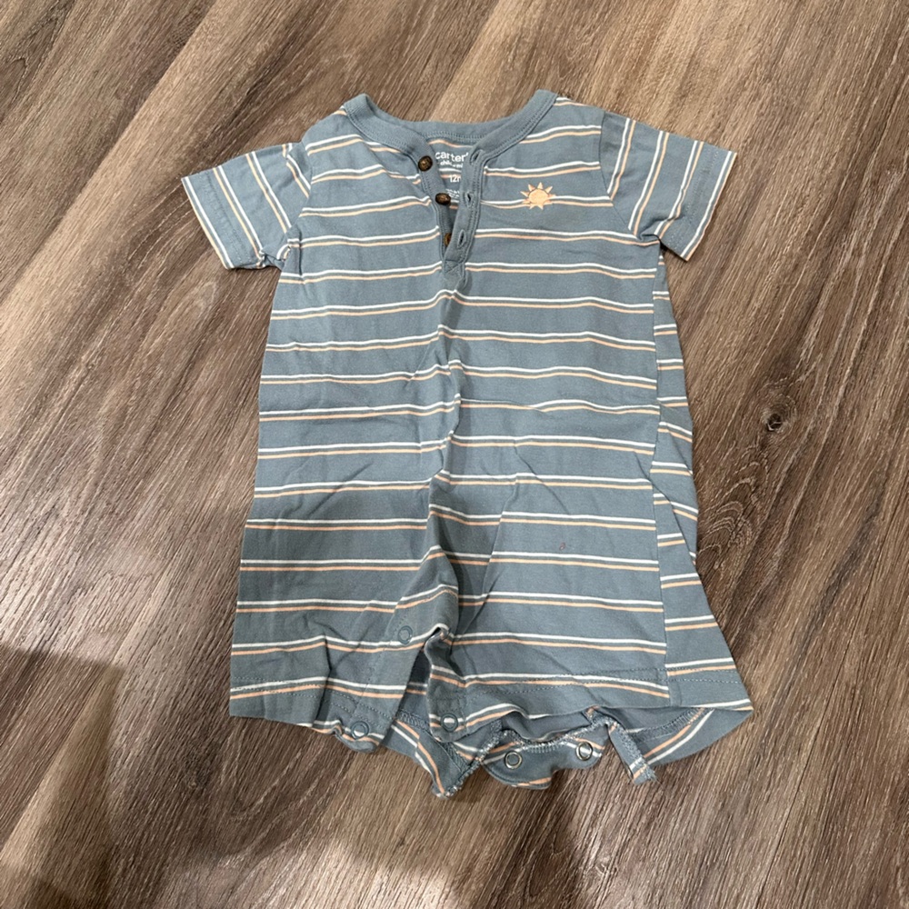 Carter's Blue and White Striped Romper